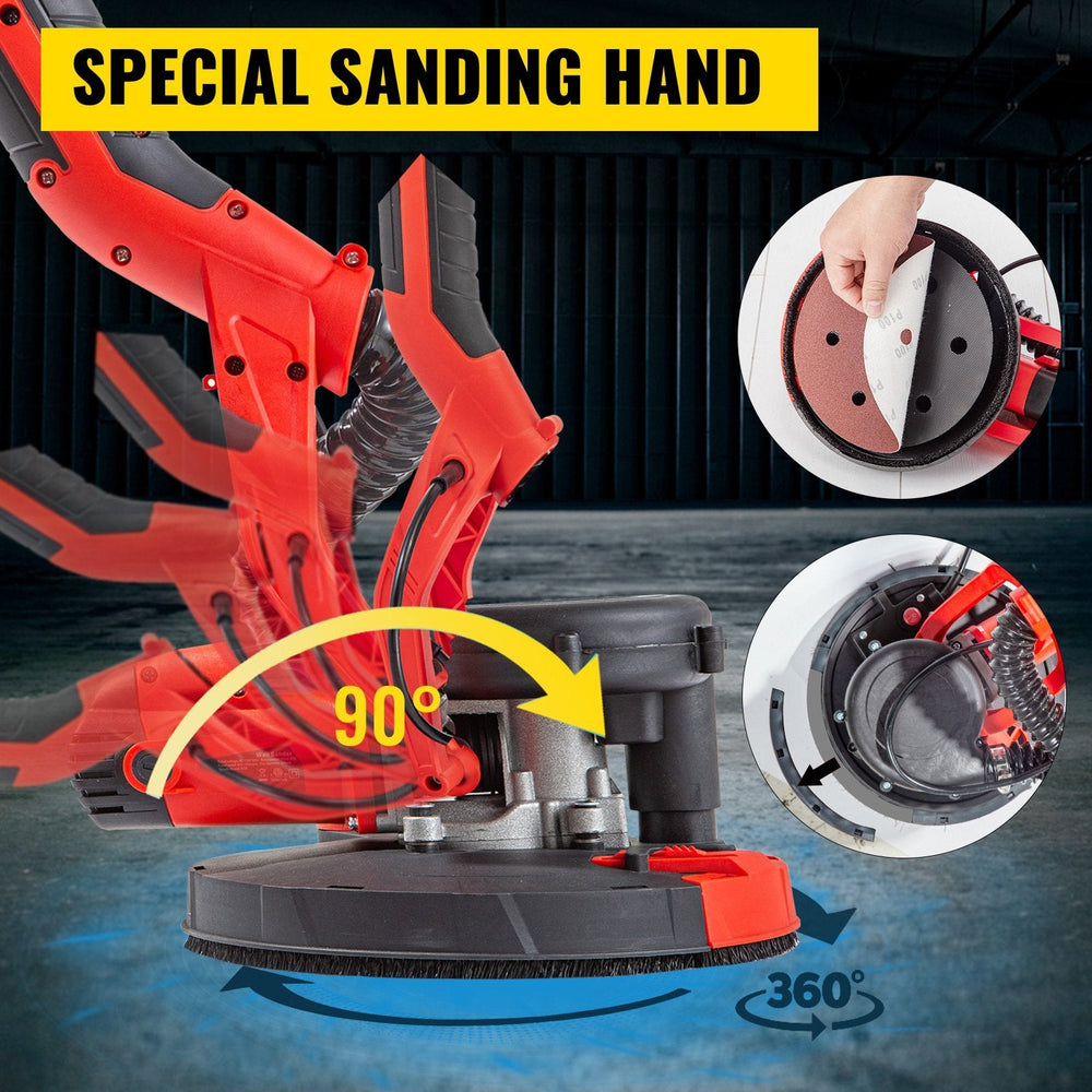 Drywall Sander 850W Electric, Electric Sander Variable Speed 800-1750RPM, Drywall Sander Foldable Sheetrock Sander, With Telescope Handle, Vacuum Bag Drywall Sanders 6 Sand Pads EX-STOCK