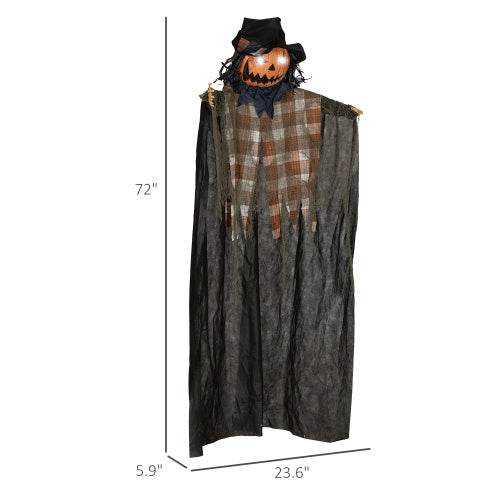 HOMCOM 6 Life Size Halloween Hanging Pumpkin Ghost Decoration, Light-up Eyes And Creepy Talking, Sound Activated Prop For Indoor Or Covered Outdoor Porch, Battery Operated EX-STOCK