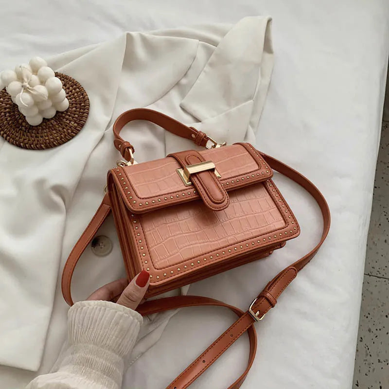Women Fashion Rivet Leather crossbody Bag for Women Flap Handbag - EX-STOCK CANADA
