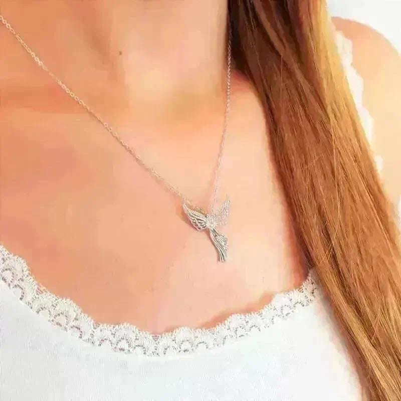 Diamond Modern Angel Pendant Necklace for Women - EX-STOCK CANADA