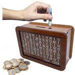 Wooden Coin Bank with Denomination Slots – Piggy Bank (Small & Large)