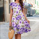 Ruffle Sleeve Dress Summer Loose Flower Print Beach Dresses Sweet Skirt Women - EX-STOCK CANADA