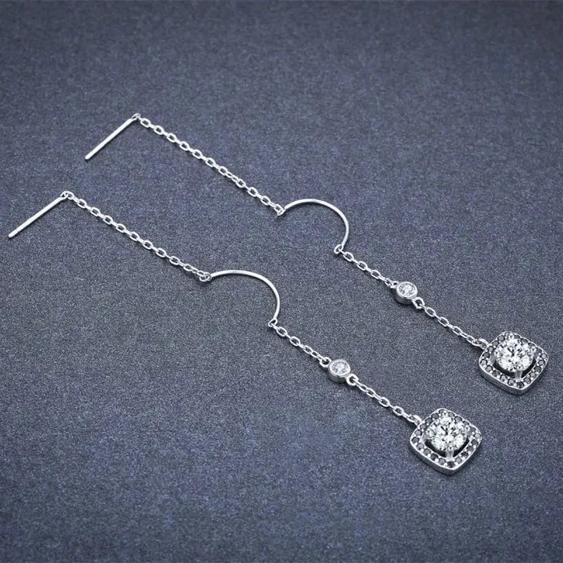 Light Luxury Long Copper Plated Zircon Dangle Earrings - EX-STOCK CANADA