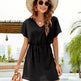 Dolman Sleeves Dress Summer Printed Drawstring V-Neck Beach Dresses For Women - EX-STOCK CANADA
