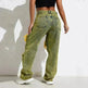Shascullfites Melody Yellow Wash Streetwear Split Loose Straight Ripped Baggy Jeans Y2K Retro Women Denim Pants - EX-STOCK CANADA