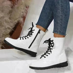 Round Toe Martin Shoes Mid-calf Length Large Size Leather Boots - EX-STOCK CANADA