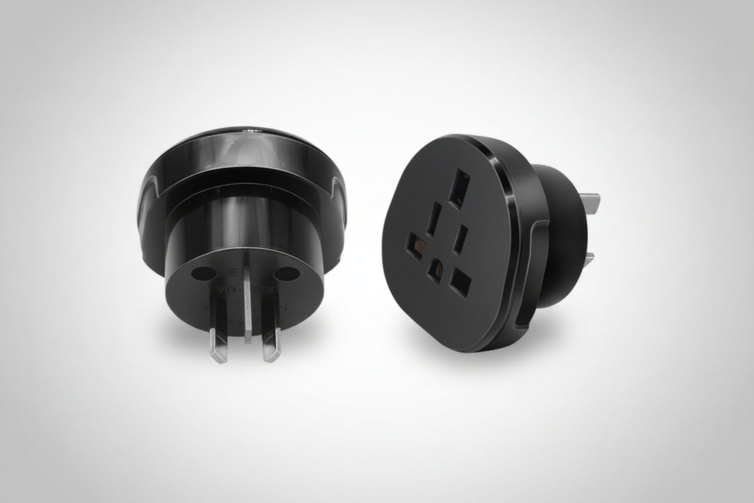 US/UK to AU Power Adapter – Multi-Function Travel Socket (Black & White)