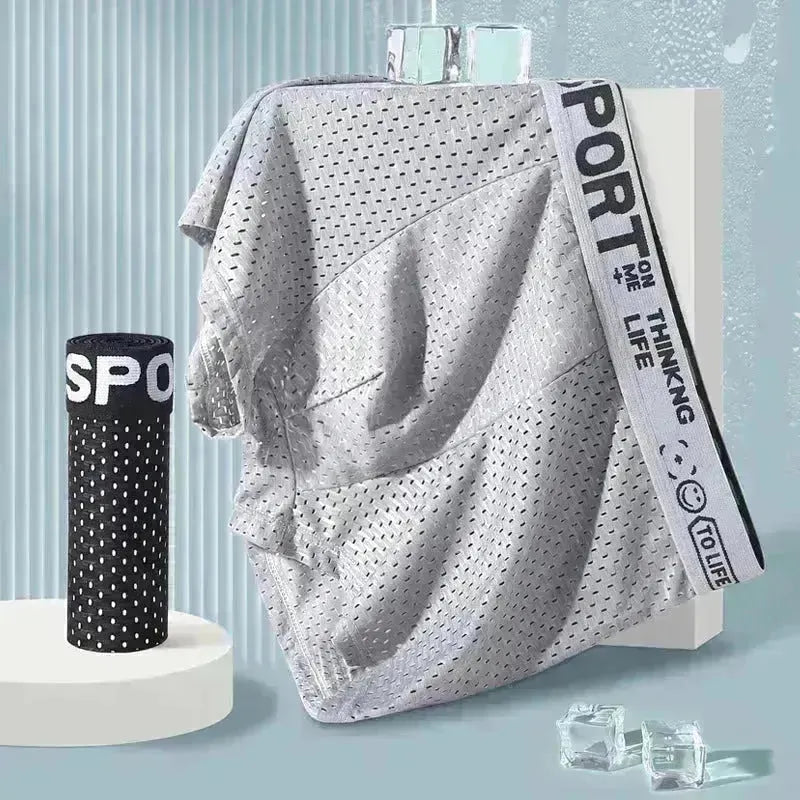 Herrenunterwäsche mittlere Taille Mesh Ice Silk Mesh Sport Boxer Brief