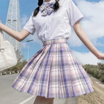 Student Jk Plaid Skirt Preppy Style Mini Pleated  Kilt Skirt - EX-STOCK CANADA