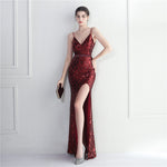Colorful Sequin Sling Split Sheath Long Dinner Party Dress EX-STOCK Canada 