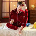 2pcs Couple Gold Velvet Long Sleeve Pajamas set - EX-STOCK CANADA