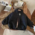 Niños la personalidad de la moda sudadera con capucha con capucha acolchada de la chaqueta de invierno