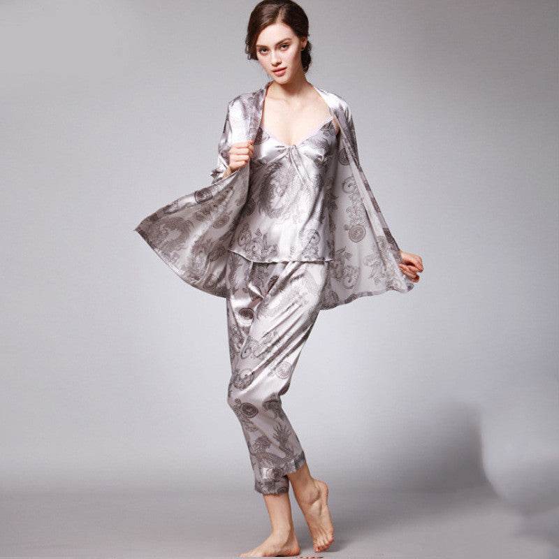 Three-piece silk pajamas for women EX-STOCK