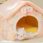 Casa de perro plegable Cama de gato Cat de invierno Villa de invierno Villa Sleep Kennel Nido removible Suministro