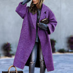 Autumn And Winter Long Woolen Color Temperament Commute No Belt Lapel Loose Woolen Green Coat - EX-STOCK Canada