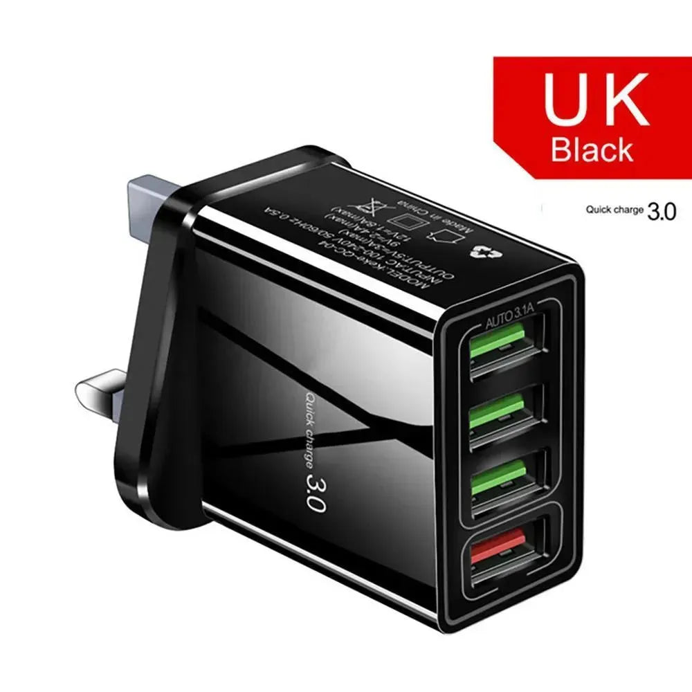Illuminated 4USB Mobile Phone Charger 3A Charging Head - EX-STOCK CANADA