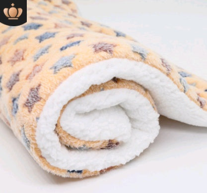 Rolled-up blanket with a floral pattern on a white background