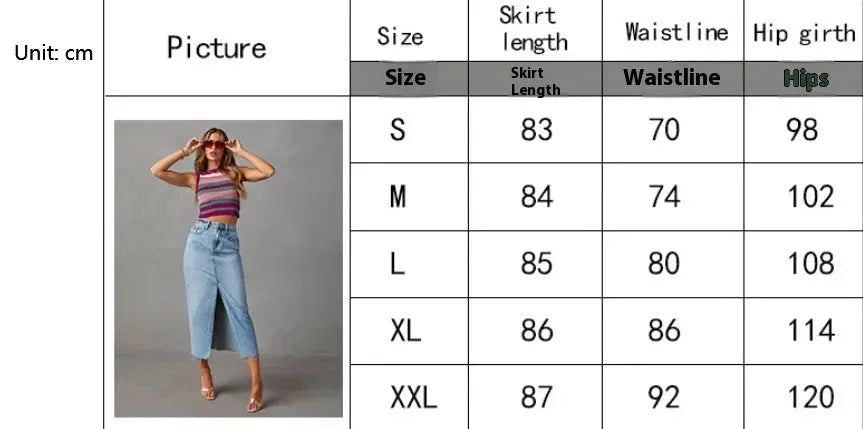 Women's Fashion Slimming front split Midi Denim Skirt - EX-STOCK CANADA