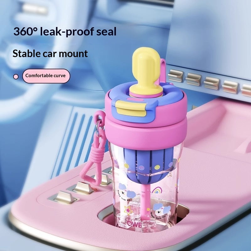 Kids Cartoon Tritan Straw Water Bottle 620ml – 2-in-1 Dual Drinking Lucky Cup | 4 Designs 4