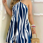 Printed Dress Summer Off-Shoulder Hanging Neck Sleeveless Sexy Dresses Women - EX-STOCK CANADA