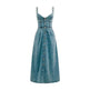 Women's sleeveless Denim Buckle Strap Midi maxi Dress - EX-STOCK CANADA