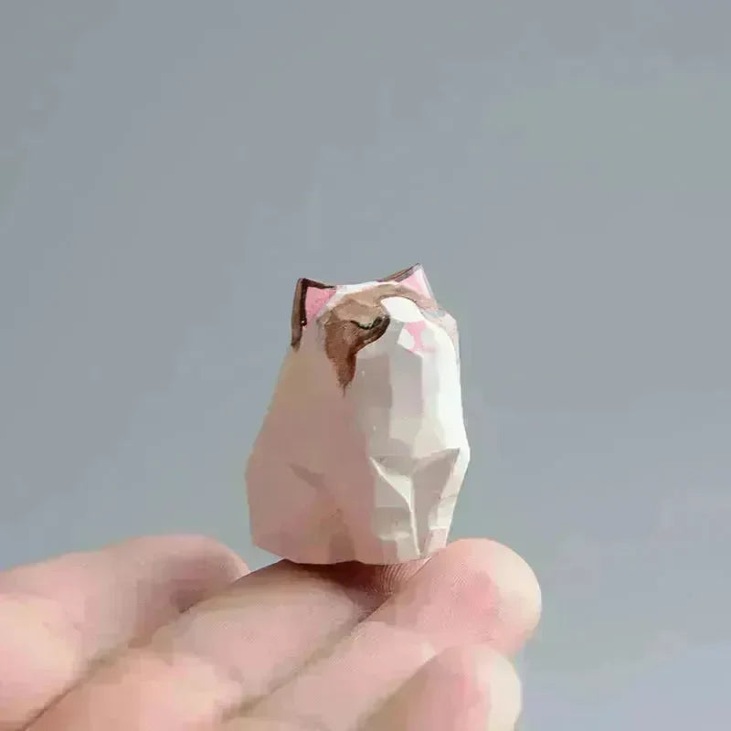 Creative Decorative Hand carved wooden Cat Trinkets Ornaments - EX-STOCK CANADA