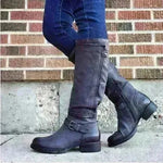 Round Toe Low Heel High Leg Boot - EX-STOCK CANADA