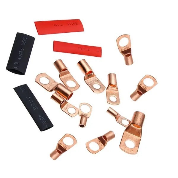 120Pcs Copper Wire Terminal Connectors, AWG 2 4 6 8 10 Copper Wire Lugs With Heat Shrink Set, 60Pcs Copper Wire Lugs And 60pcs Heat Shrink Tubing EX-STOCK