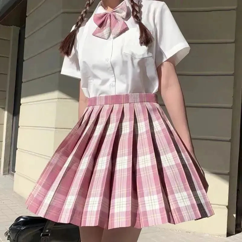Student Jk Plaid Skirt Preppy Style Mini Pleated  Kilt Skirt - EX-STOCK CANADA