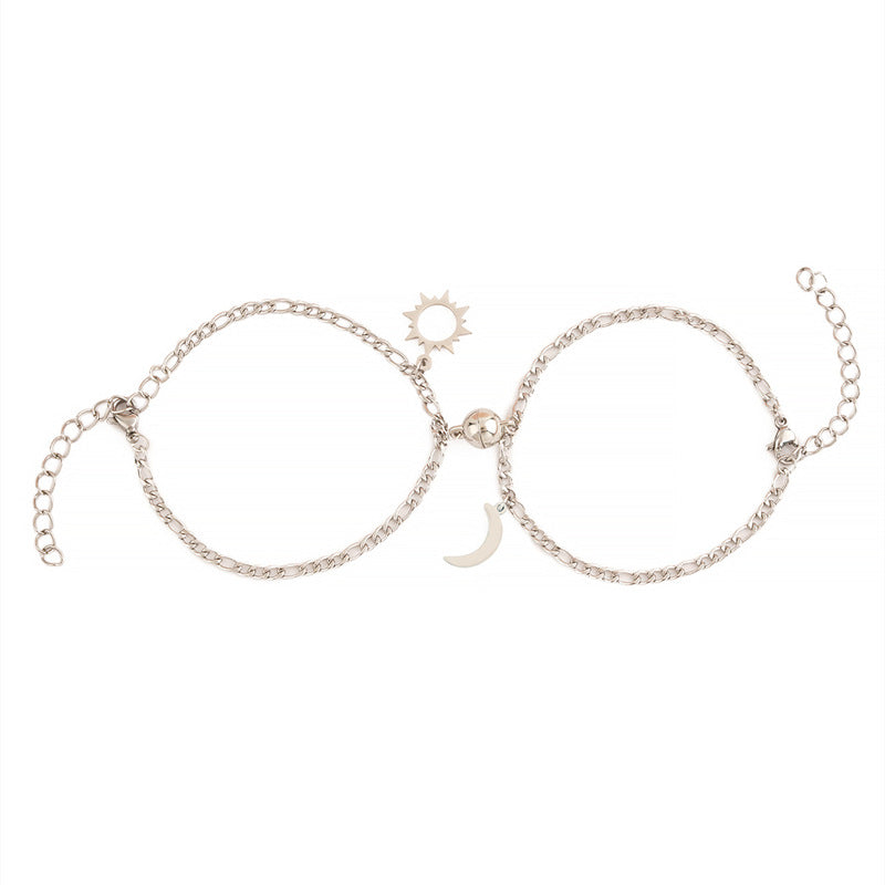 Stainless Steel Sun Moon Ball Magnetic Attachment Couple Bracelet - EX-STOCK Canada