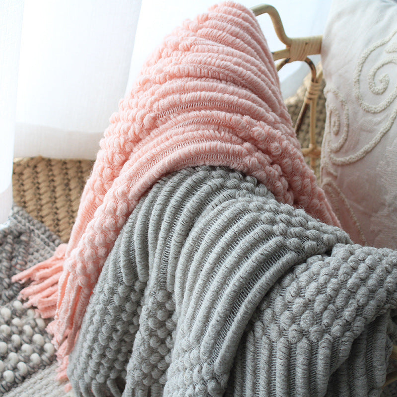 Nordic Knitted Blanket Woolen Blanket Blanket Bubble Blanket Sofa Blanket EX-STOCK Canada 