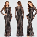 Sequins Women Maxi Dresses Long Sleeve Female Party Dresses EX-STOCK Canada 
