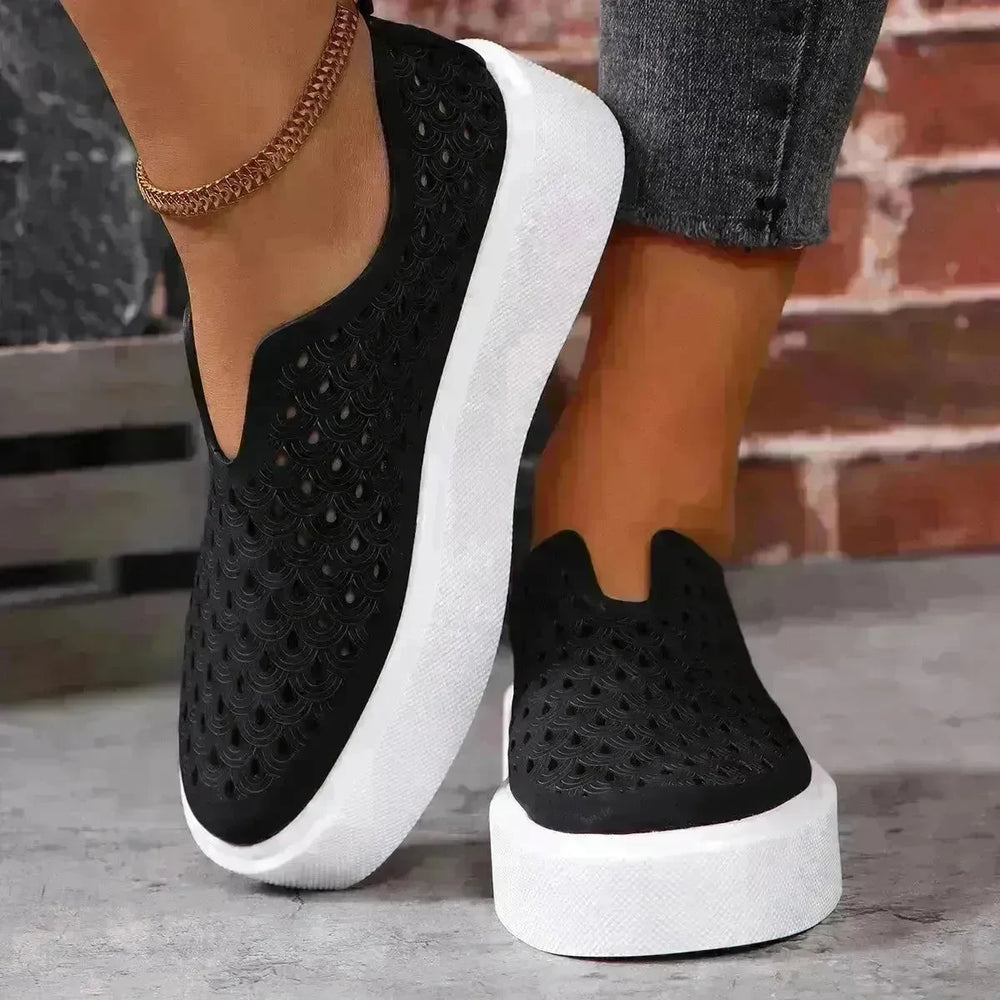 Fashion Hollow Flats Shoes Casual Versatile Thick Sole Slip-on Shallow Sneakers Shoes For Women - EX-STOCK CANADA