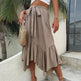 Women's Mid-length Lace-up Irregular Stitching Ruffle Midi Skirt - EX-STOCK CANADA