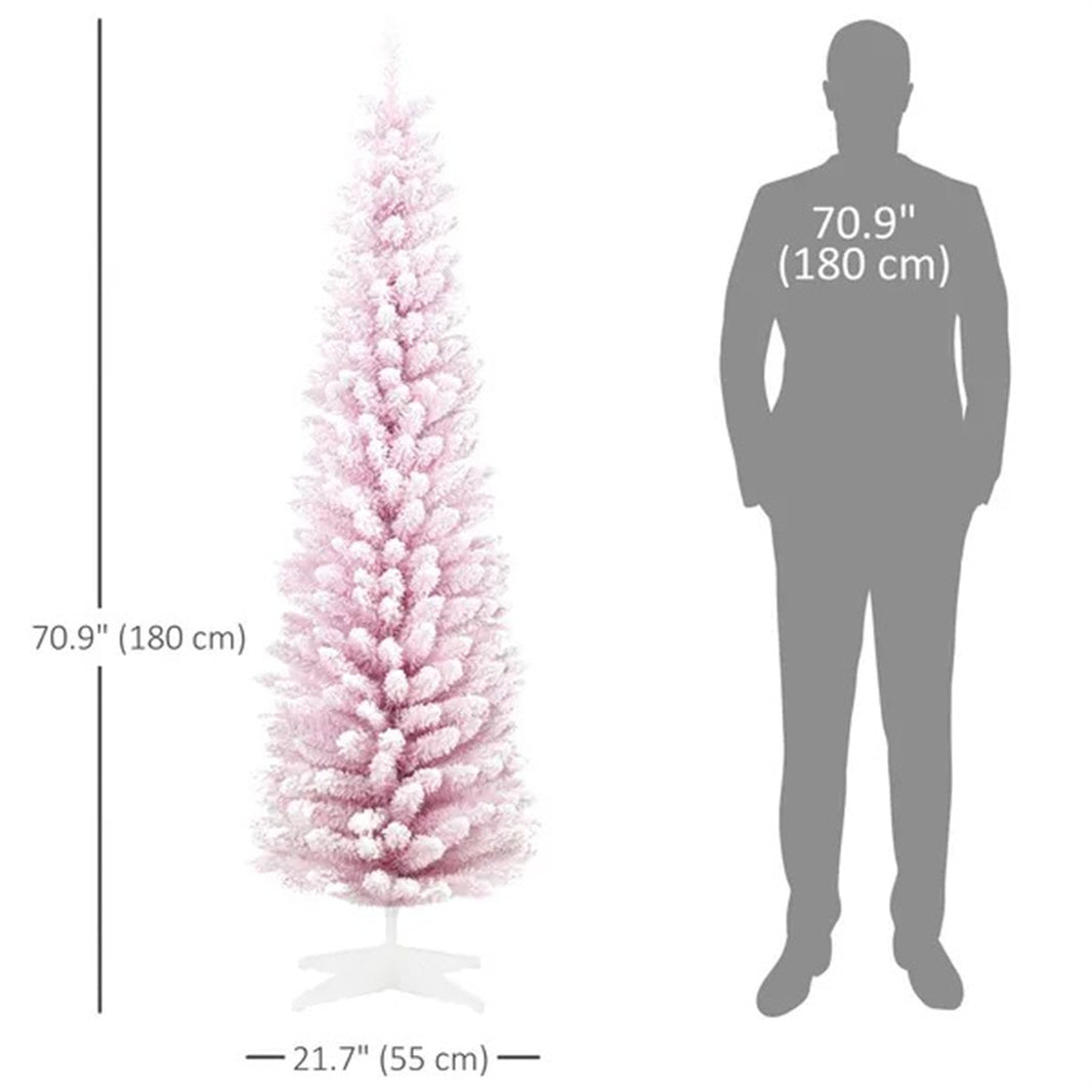6ft Flocked Christmas Tree, Pencil Artificial Christmas Tree With Realistic Branches EX-STOCK Canada 