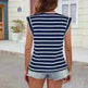 Fashion Stripe Print V-neck Short-sleeved T-Shirt Summer Loose Casual top for Women - EX-STOCK CANADA