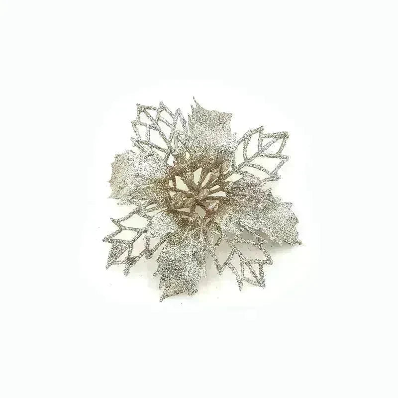Glitter Artifical Christmas Flowers Christmas Tree Decorations For Home Fake Flowers Xmas Ornaments New Year Decor - EX-STOCK CANADA