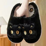 Winter Cotton Cat Slippers Soft Plush Comfy Warm Couple Slip-On House Cute Cat Face Slippers For Winte