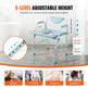 Commode Chair, Bedside Commode With Drop-Down Arms And Detachable Backrest, 5-Level Adjustable Height, 7L Removable Bucket, Easy To Assemble, 1000LBS Capacity, Portable Toilet For Adults Seniors EX-STOCK