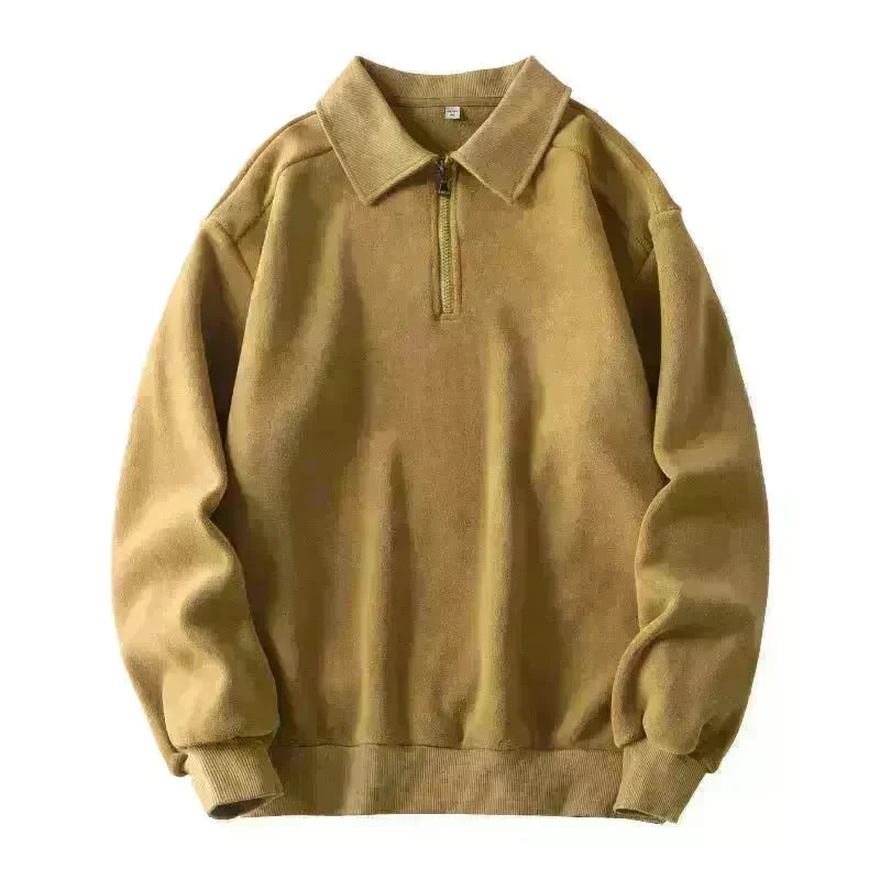Autumn Winter Fashion Lapel Half-zip fleece Sweatshirt Pullover tops for Men - EX-STOCK CANADA