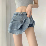 Women's White High Waist flared Mini  Denim Skirt golf skirt - EX-STOCK CANADA