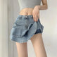 Women's White High Waist flared Mini  Denim Skirt golf skirt - EX-STOCK CANADA