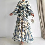 Elegant Printed Mum Long Maxi Dress