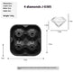 Black diamond-shaped ice cube tray with measurements and a 4-row diamond model on a white background.