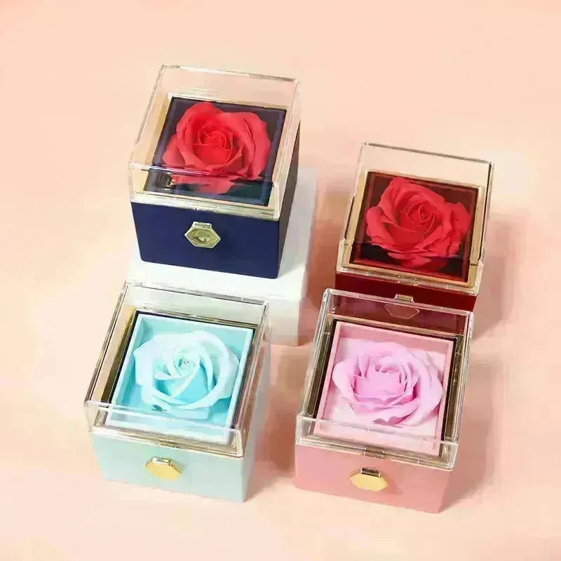 Rotating Soap Flower Rose Gift Box Creative Rotating Rose Jewelry Packaging Box Valentine's Day Gift For Women - EX-STOCK CANADA