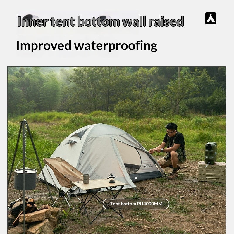 2-Person Folding Camping Tent – Rain-Resistant Hiking Tent | White or Warm Sand