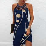 Fashion Print Dress Casual Halterneck Dresses For Women Summer Clothes - EX-STOCK CANADA
