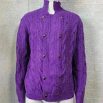 Men's Pure Color Half Collar Double-breasted Knitted Sweater Coat