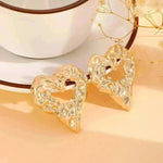 New Pleated Lava Hollow Heart-shaped Earrings Personality Exaggerated Love Earrings For Women Valentine's Day Jewelry - EX-STOCK CANADA