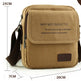 Brown crossbody bag with dimensions labeled on a white background
